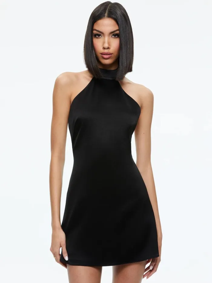 Womens Dresses Alice Olivia Koi Halterneck Mini Dress Black