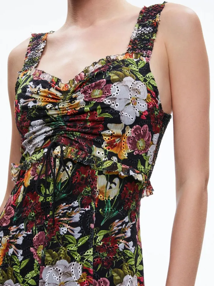 Womens Dresses Alice Olivia Rue Godet Maxi Dress Juniper Floral Black
