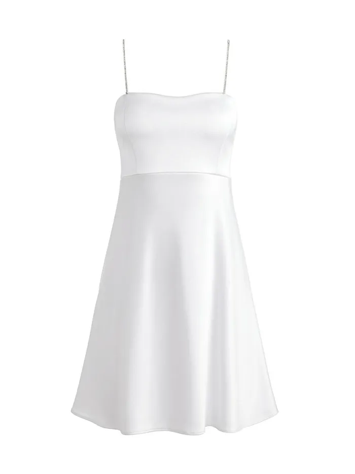 Womens Dresses Alice Olivia Sutton Crystal Strap Mini Dress White