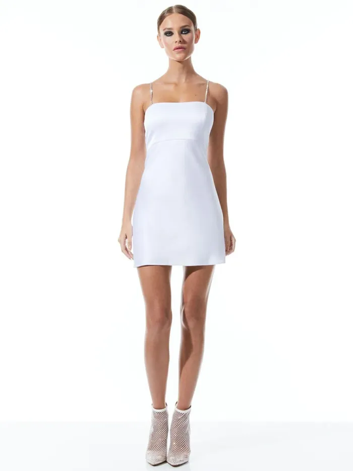 Womens Dresses Alice Olivia Sutton Crystal Strap Mini Dress White