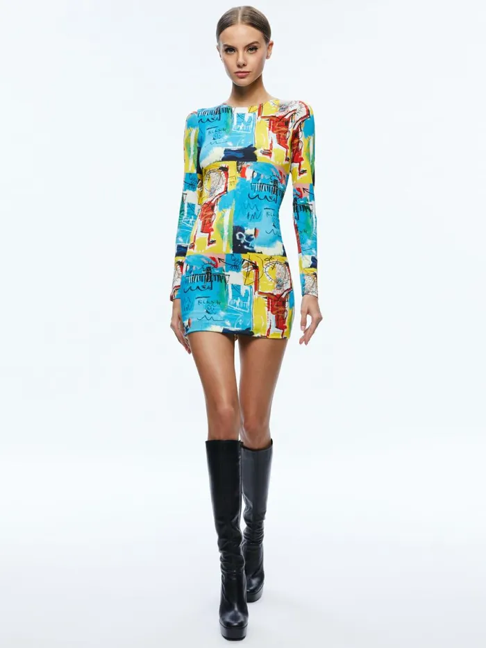 Womens Dresses Alice Olivia X Basquiat Delora Mini Dress Untitled