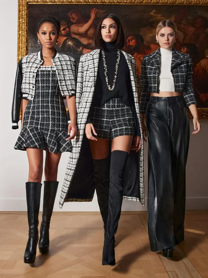 Womens Jackets Coats Alice Olivia Camelia Cropped Combination Varsity Jacket Off Whiteblack