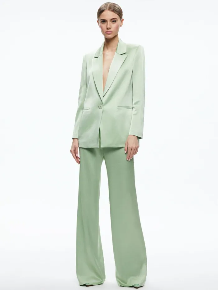 Womens Jackets Coats Alice Olivia Denny Notch Collar Boyfriend Blazer Green Tea