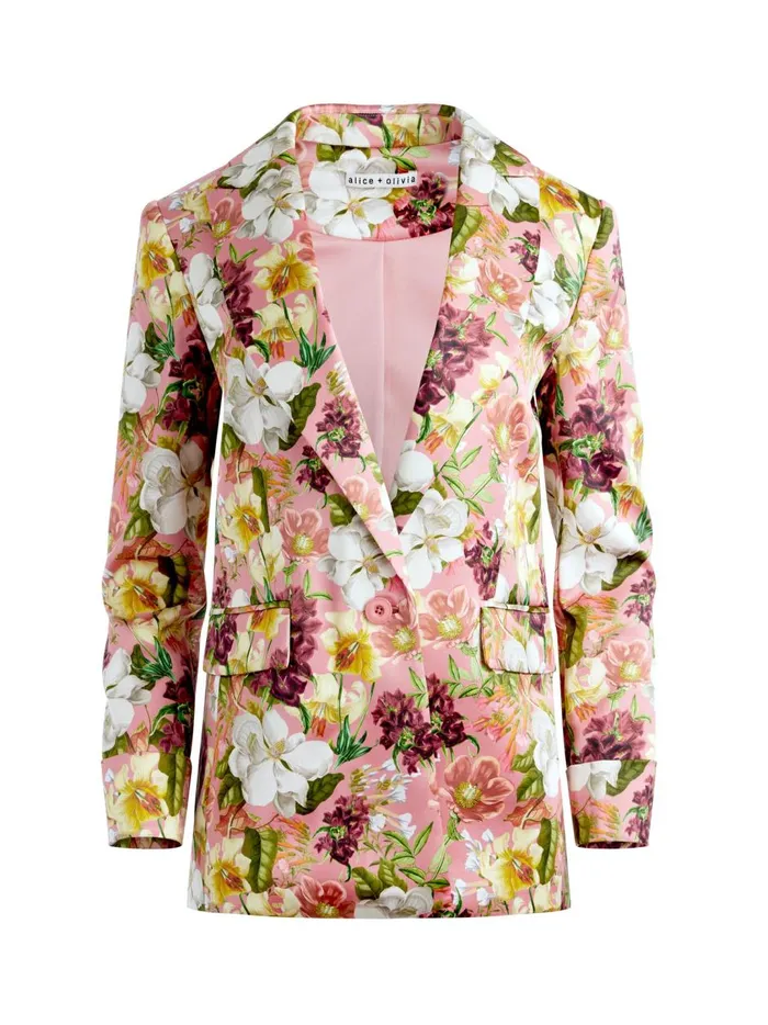 Womens Jackets Coats Alice Olivia Justin Rolled Cuff Blazer Juniper Floral Rose Womens Jackets Coats Alice Olivia Justin Rolled Cuff Blazer Juniper Floral Rose