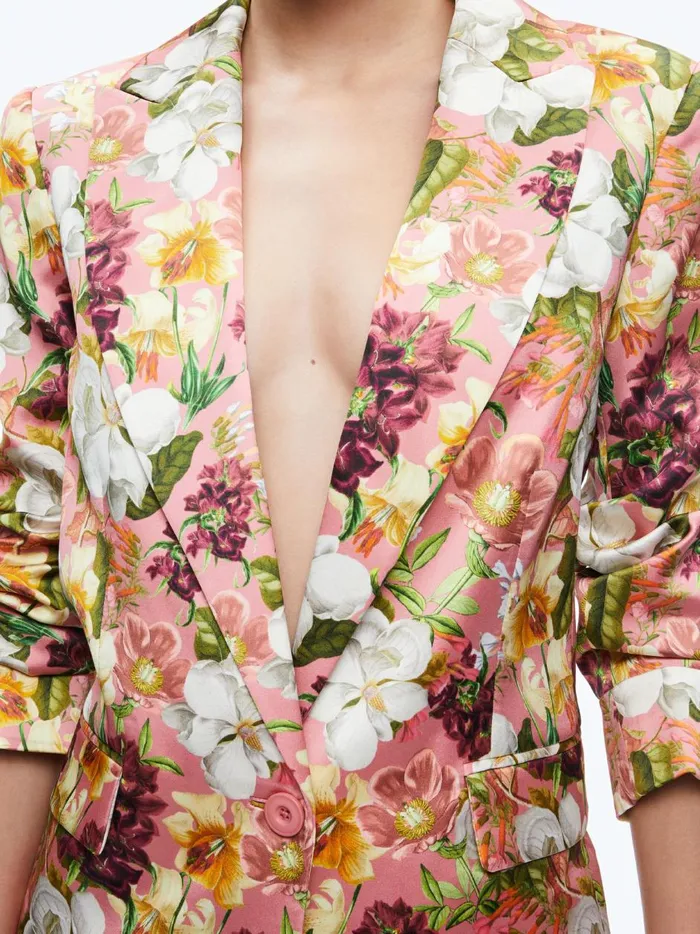 Womens Jackets Coats Alice Olivia Justin Rolled Cuff Blazer Juniper Floral Rose