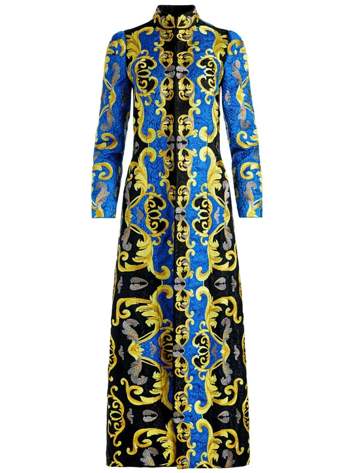 Womens Jackets Coats Alice Olivia Thomas Embroidered Maxi Coat Sapphireblack