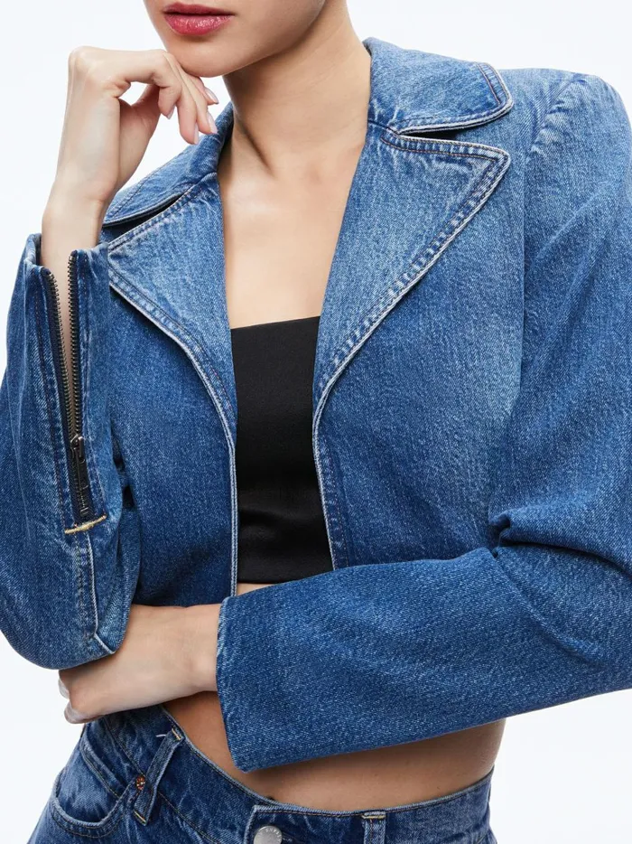 Womens Jackets Coats Alice Olivia Yardley Denim Jacket Lola Blue