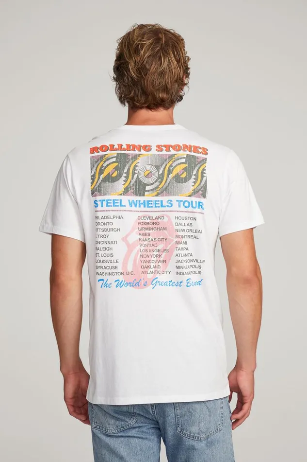 WomensMens Chaser Brand Music Rolling Stones Steel Wheels Tour Mens Tee