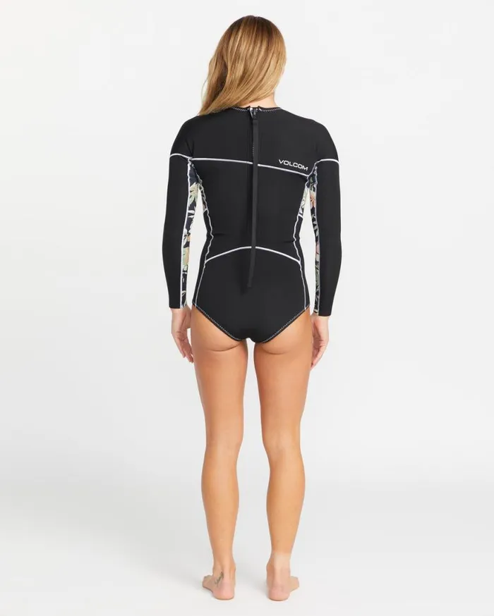 Womens Modulator 1mm Long Sleeve Back Zip Wetsuit 8211 Black Womens Volcom Swim