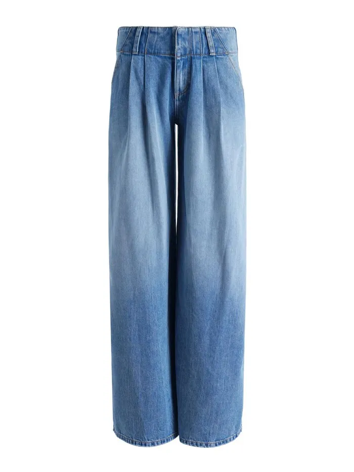 Womens Pants Alice Olivia Anders Low Rise Pleated Jean Georgia Vintage Blue