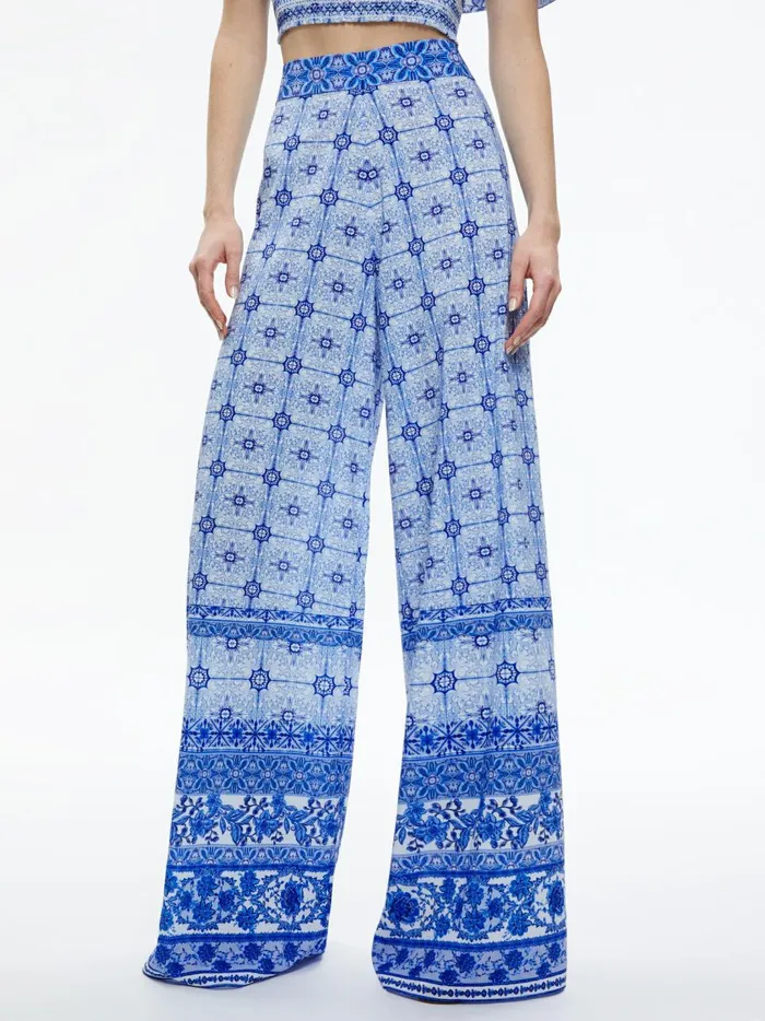 Womens Pants Alice Olivia Athena Wide Leg Pant Greek Tile