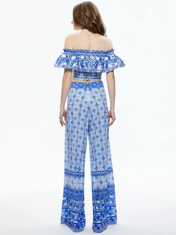 Womens Pants Alice Olivia Athena Wide Leg Pant Greek Tile