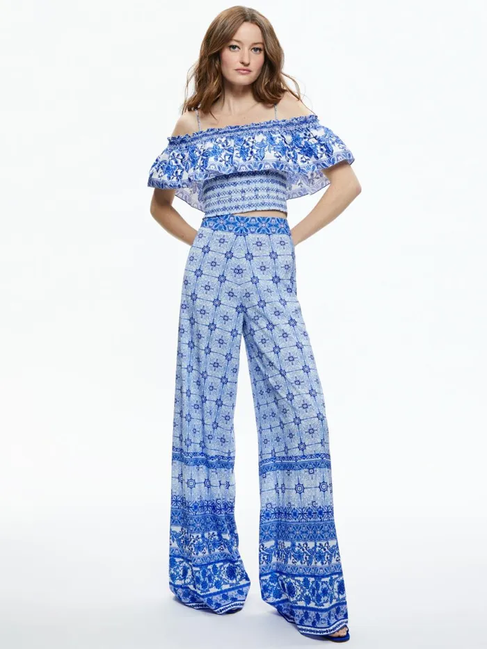 Womens Pants Alice Olivia Athena Wide Leg Pant Greek Tile