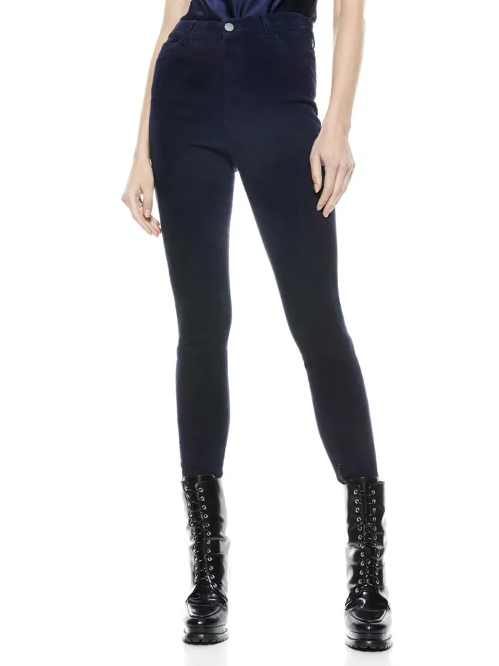 Womens Pants Alice Olivia Mikah Single Button Suede Pant Navy