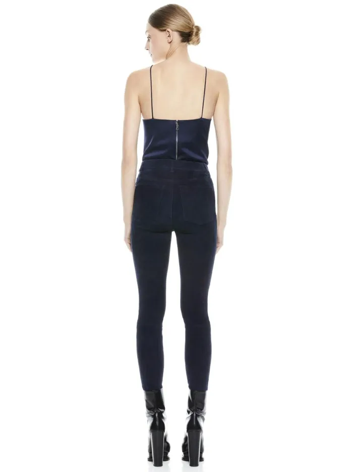 Womens Pants Alice Olivia Mikah Single Button Suede Pant Navy