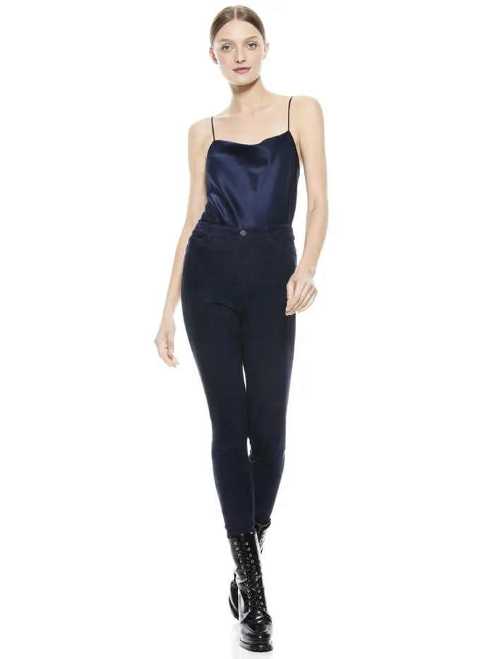 Womens Pants Alice Olivia Mikah Single Button Suede Pant Navy