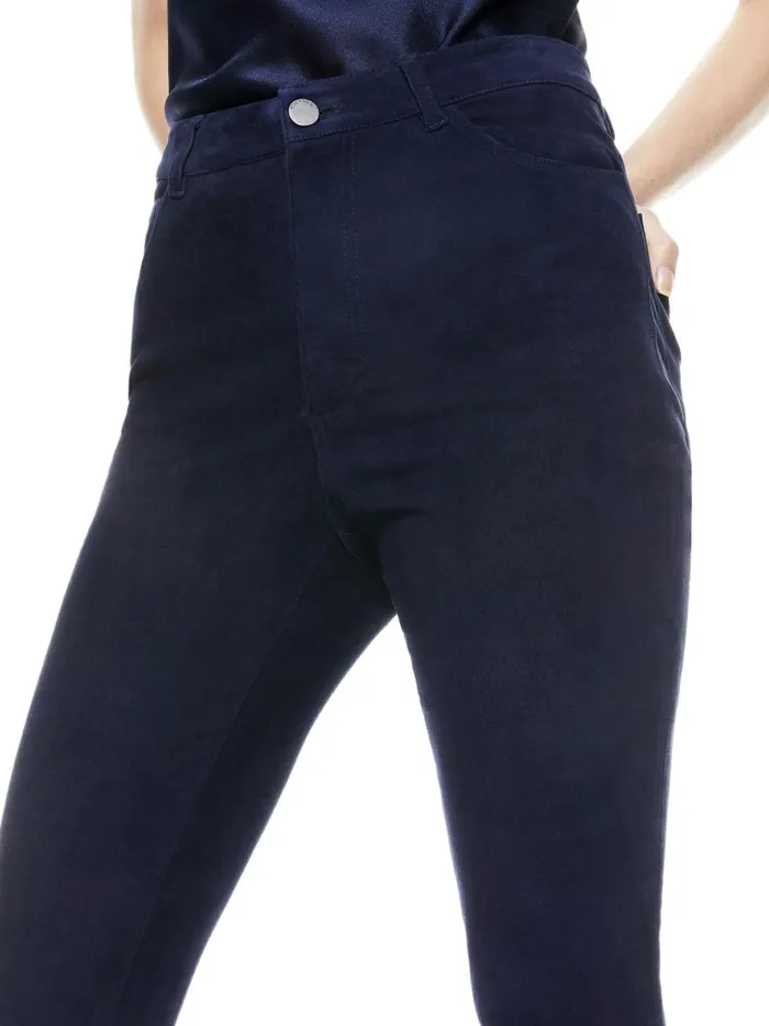 Womens Pants Alice Olivia Mikah Single Button Suede Pant Navy