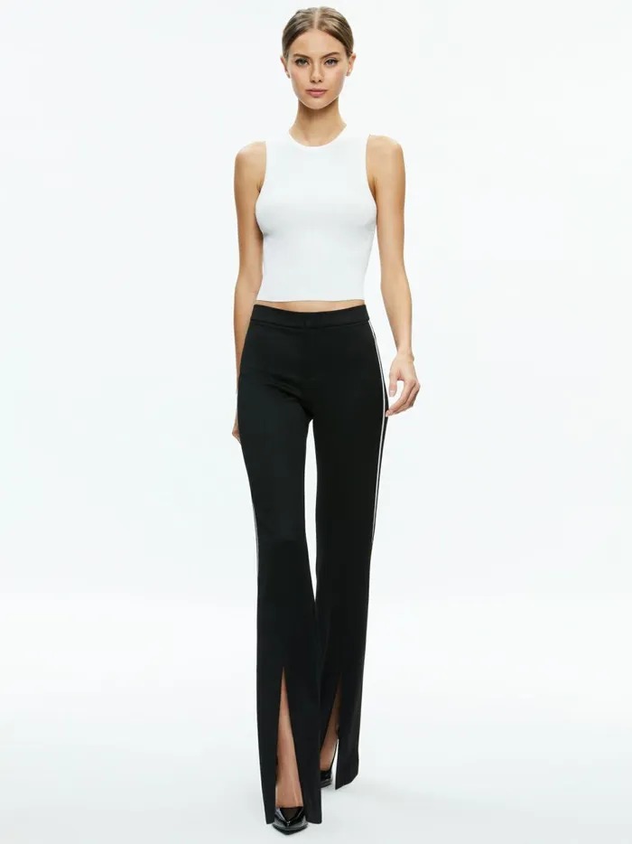 Womens Pants Alice Olivia Princess Contrast Piping Pant Blackoff White