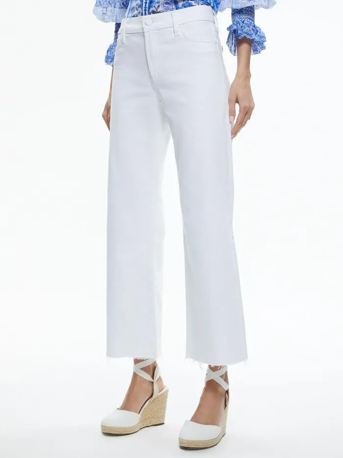 Womens Pants Alice Olivia Roxie Low Rise Flared Leg Jean White