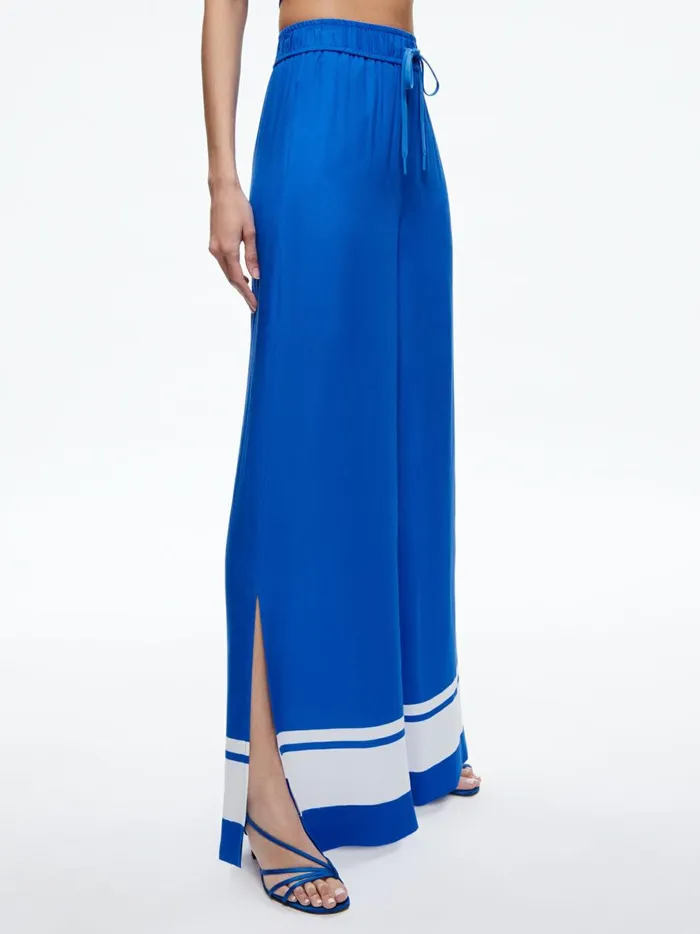 Womens Pants Alice Olivia Savetta High Waisted Wide Leg Side Slit Pant Beyond Stripe