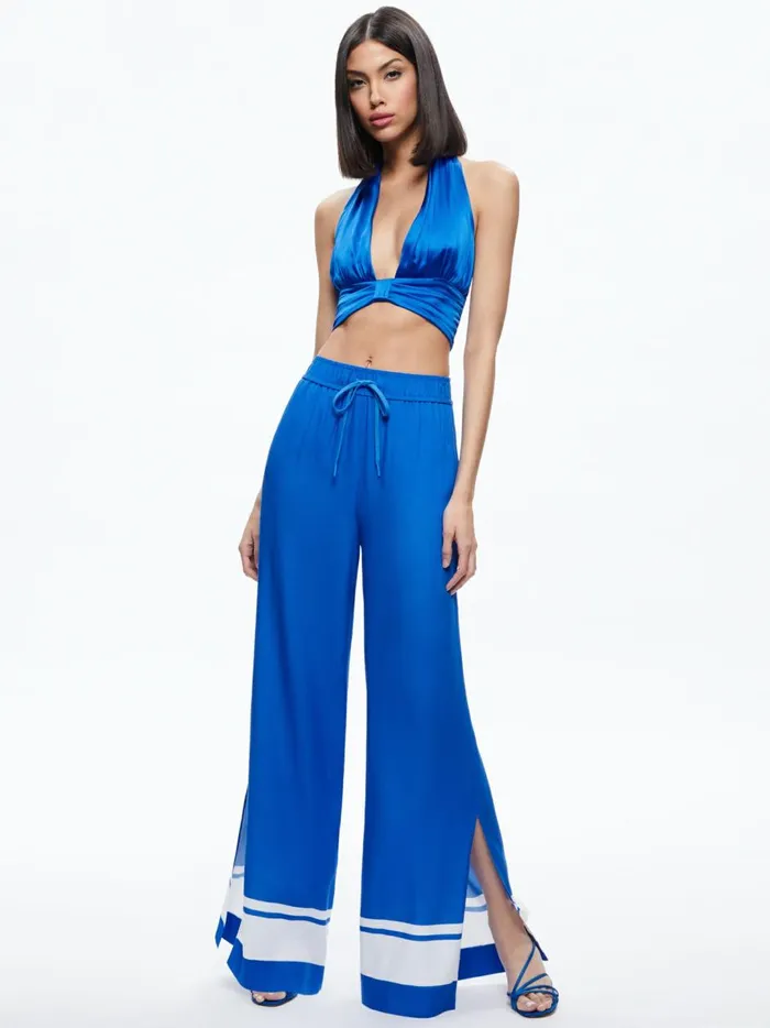 Womens Pants Alice Olivia Savetta High Waisted Wide Leg Side Slit Pant Beyond Stripe