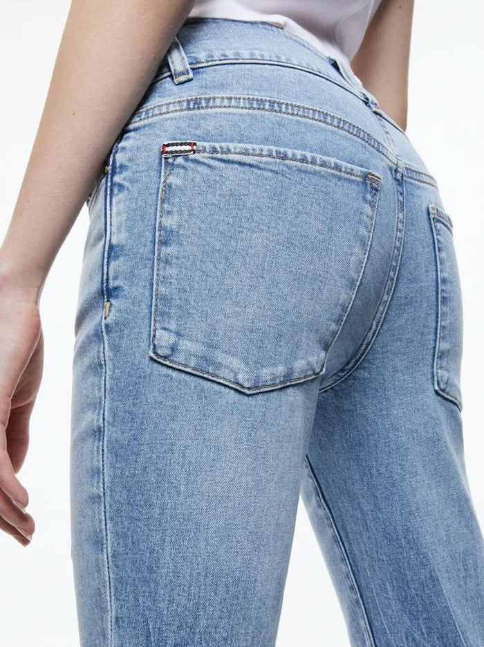 Womens Pants Alice Olivia Stacey Low Rise Bell Bottom Jean Bay Blue