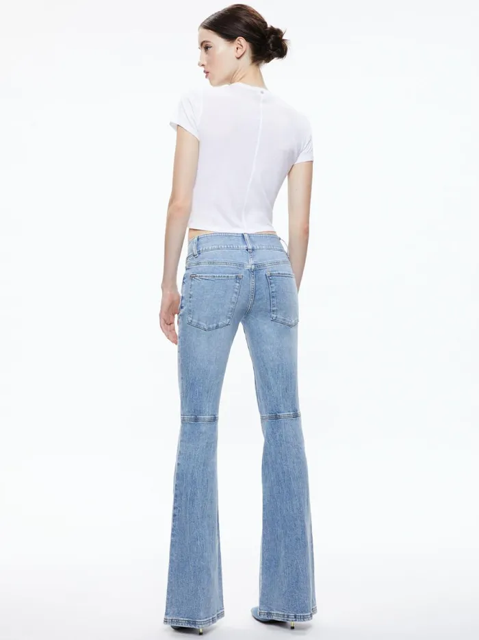 Womens Pants Alice Olivia Stacey Low Rise Bell Bottom Jean Bay Blue