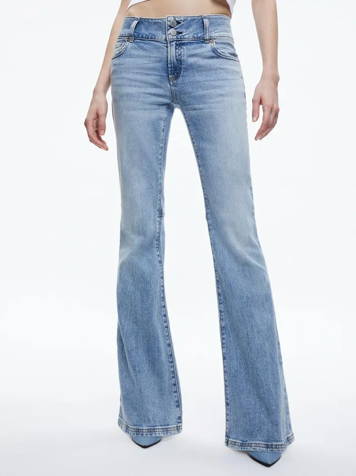 Womens Pants Alice Olivia Stacey Low Rise Bell Bottom Jean Bay Blue