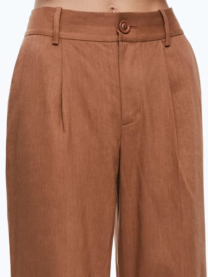 Womens Pants Alice Olivia Tomasa Cuffed Linen Trouser Camel