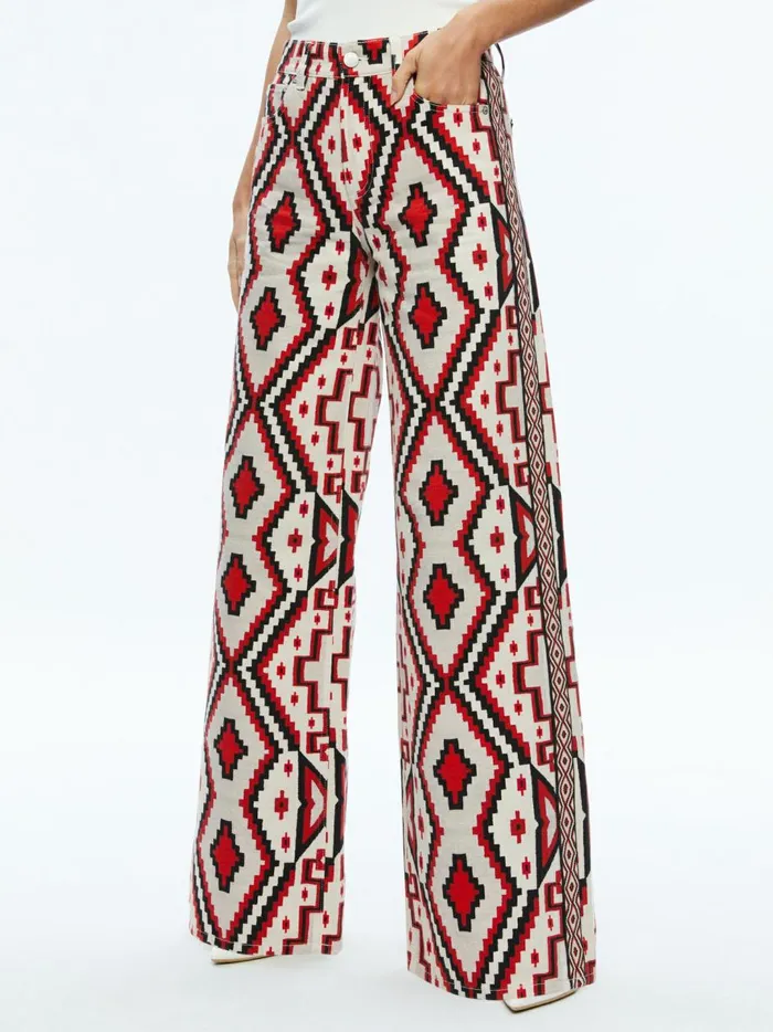 Womens Pants Alice Olivia Trish Mid Rise Baggy Jean Dream Home Bright Ruby