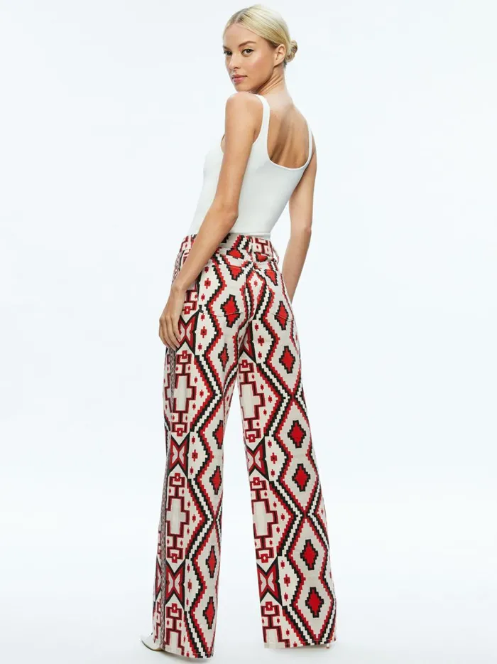 Womens Pants Alice Olivia Trish Mid Rise Baggy Jean Dream Home Bright Ruby