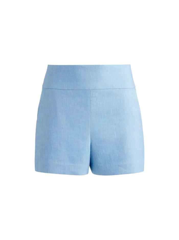 Womens Shorts Alice Olivia Donald Linen High Waisted Short Chambray