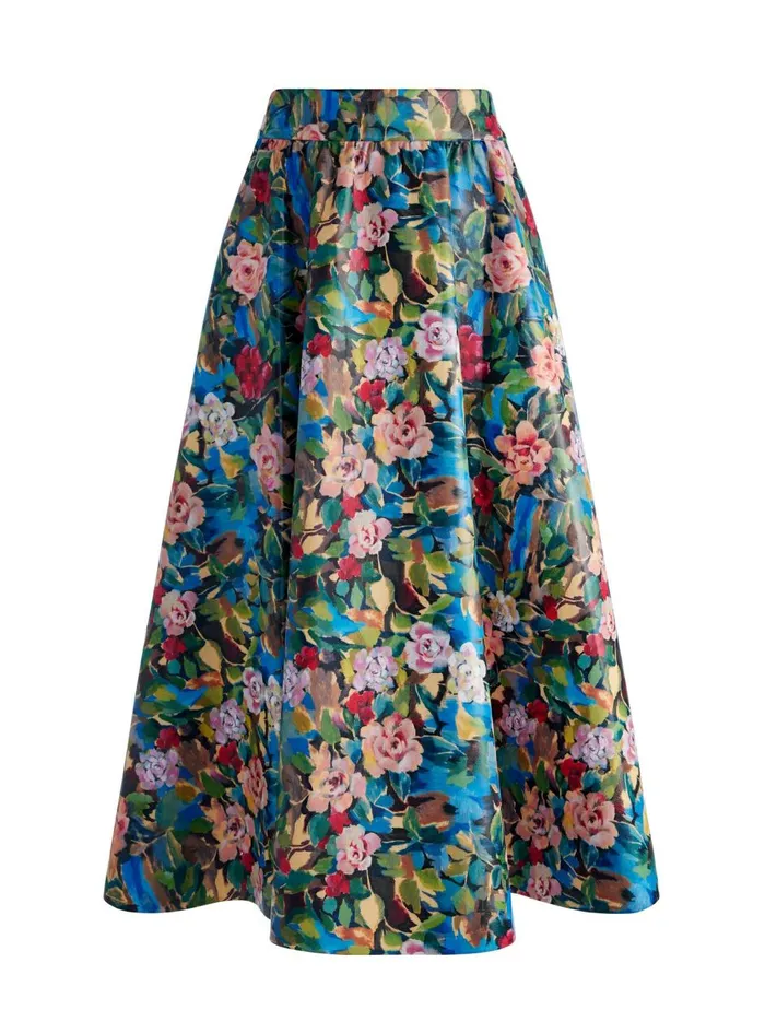 Womens Skirts Alice Olivia Earla Vegan Leather Flare Skirt Breeze Floral