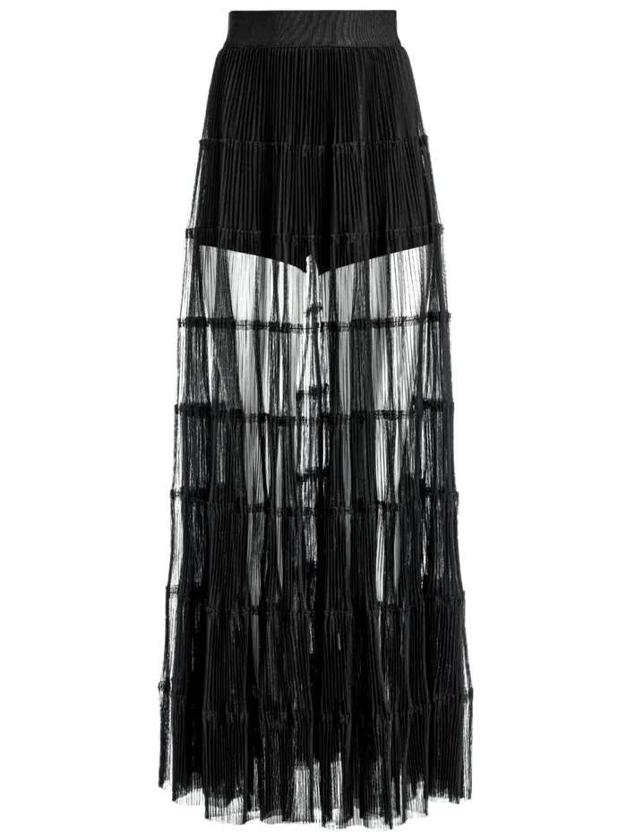 Womens Skirts Alice Olivia Levon Pleated Maxi Skirt With Hot Pant Black