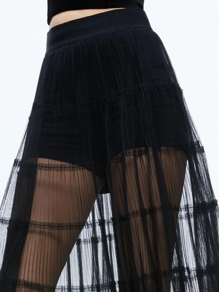 Womens Skirts Alice Olivia Levon Pleated Maxi Skirt With Hot Pant Black
