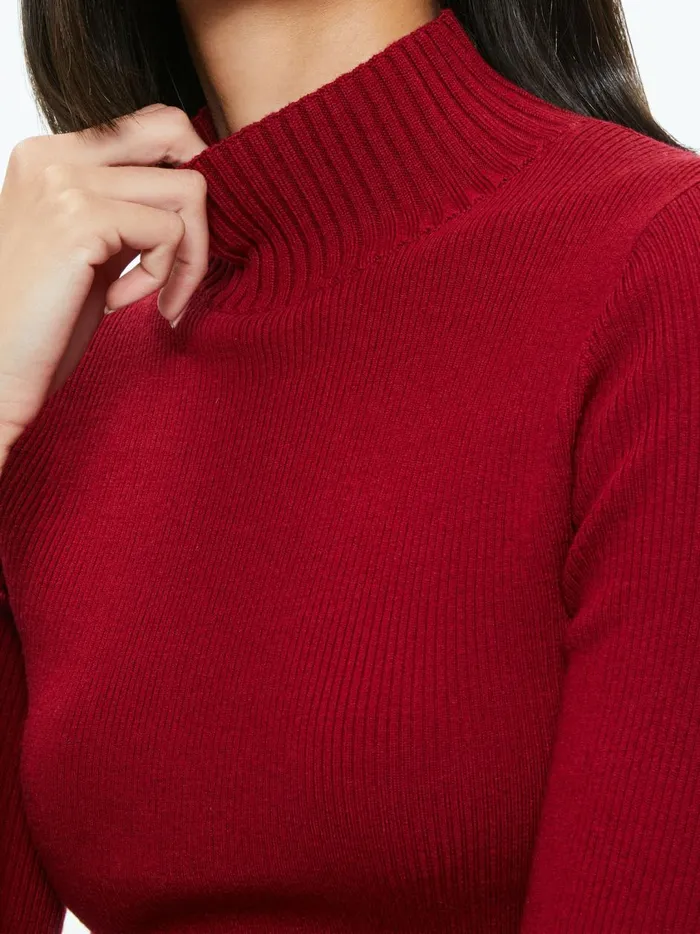 Womens Sweaters Alice Olivia Senaida Cropped Mock Neck Pullover Bordeaux