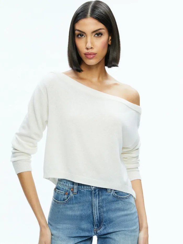 Womens Sweaters Alice Olivia Sherrell Pullover Ecru