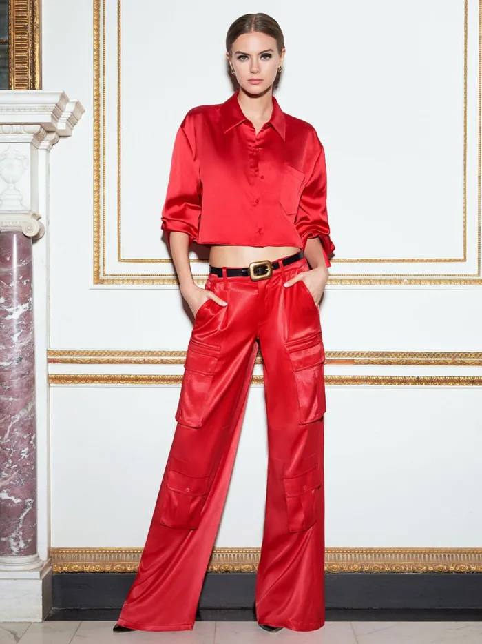 Womens Tops Alice Olivia Finely Cropped Oversized Button Down Shirt Perfect Ruby Womens Tops Alice Olivia Finely Cropped Oversized Button Down Shirt Perfect Ruby