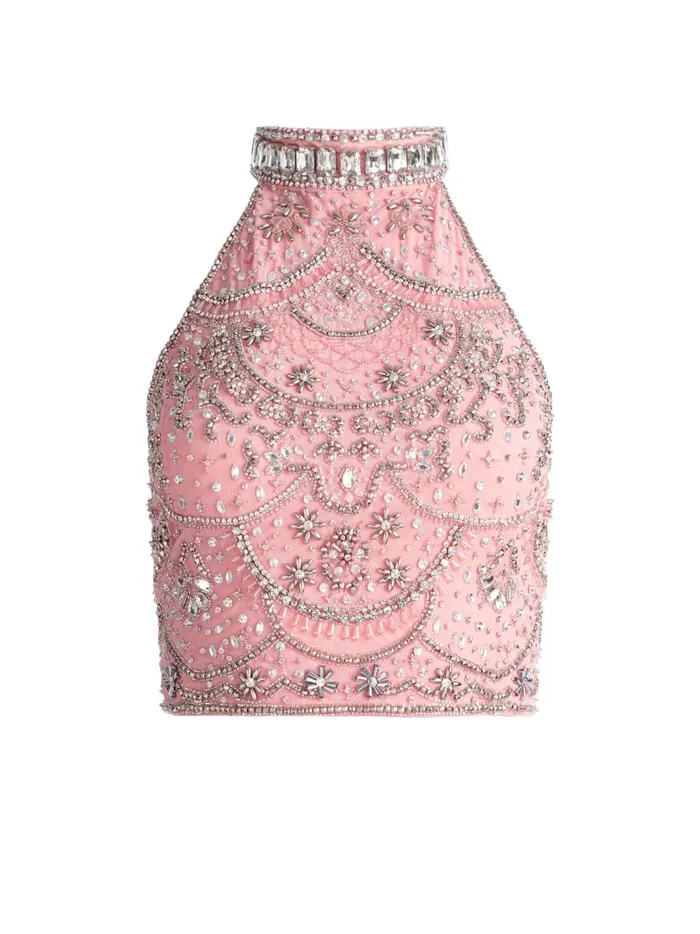 Womens Tops Alice Olivia Gatz Embellished High Neck Top Rosemulti
