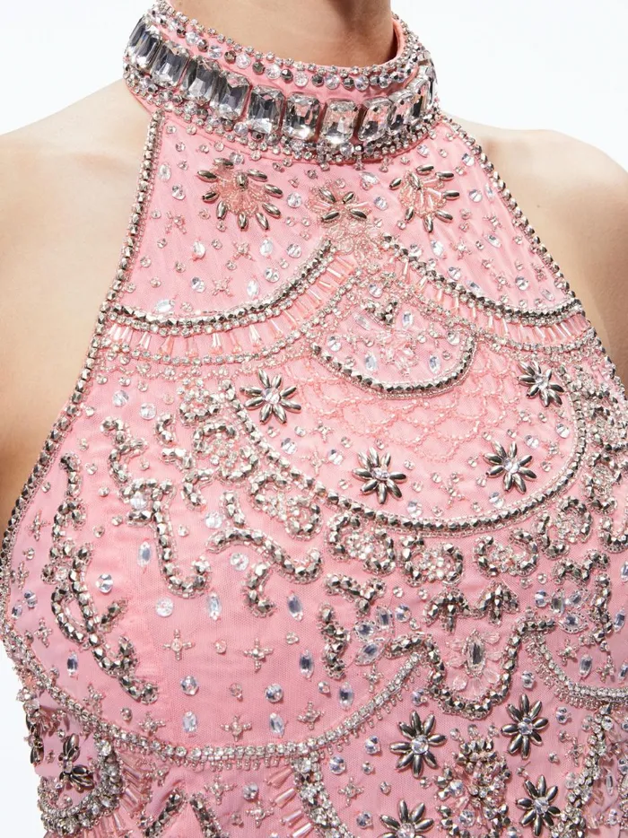 Womens Tops Alice Olivia Gatz Embellished High Neck Top Rosemulti