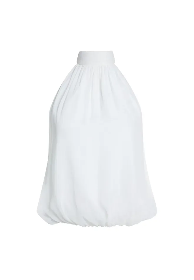 Womens Tops Alice Olivia Maris Halter Neck Gathered Top White
