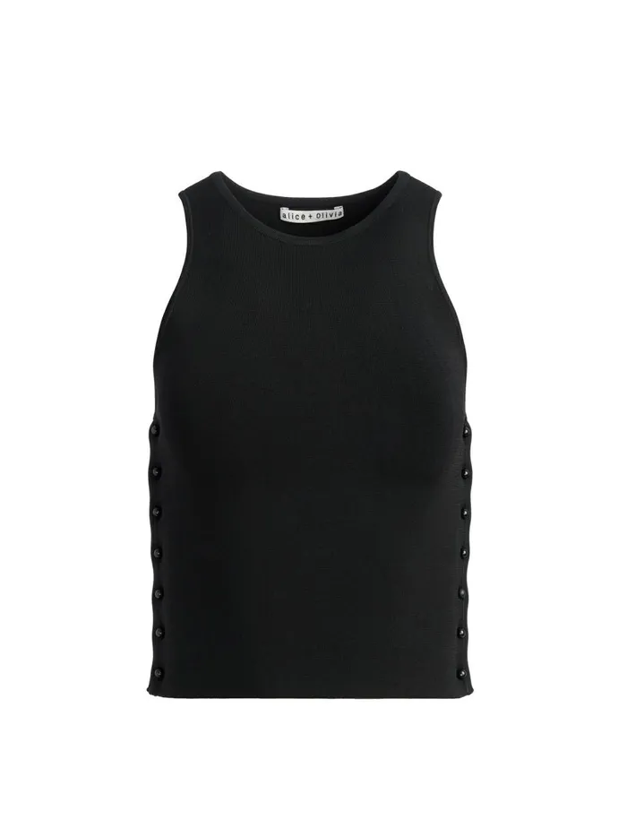 Womens Tops Alice Olivia Soleil Open Side Tank Black