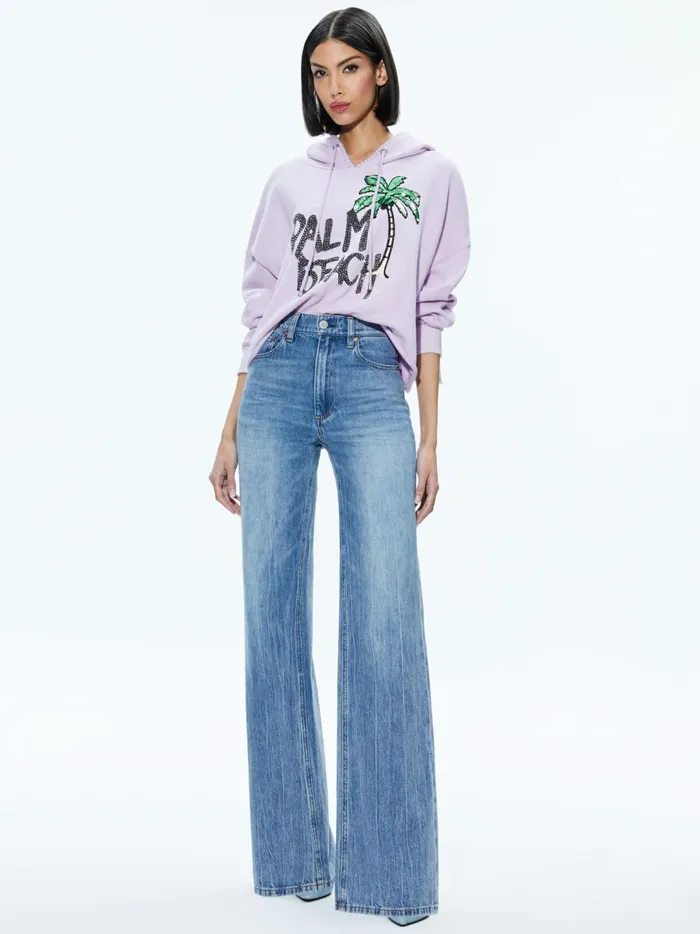 Womens Tops Alice Olivia Sunny Boxy Cropped Hoodie Lavender