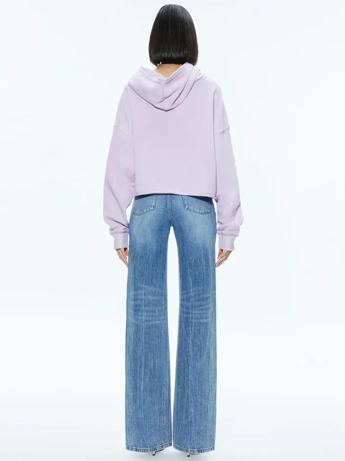 Womens Tops Alice Olivia Sunny Boxy Cropped Hoodie Lavender