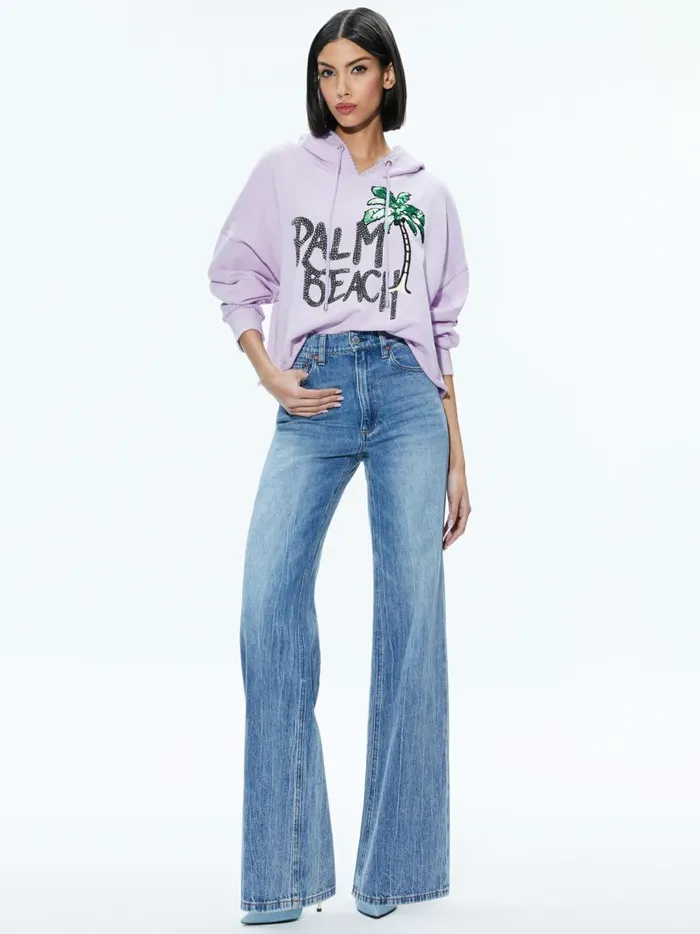 Womens Tops Alice Olivia Sunny Boxy Cropped Hoodie Lavender