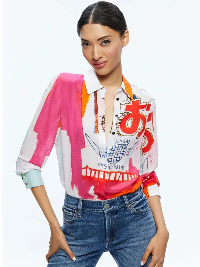 Womens Tops Alice Olivia X Basquiat Willa Placket Top Insignia