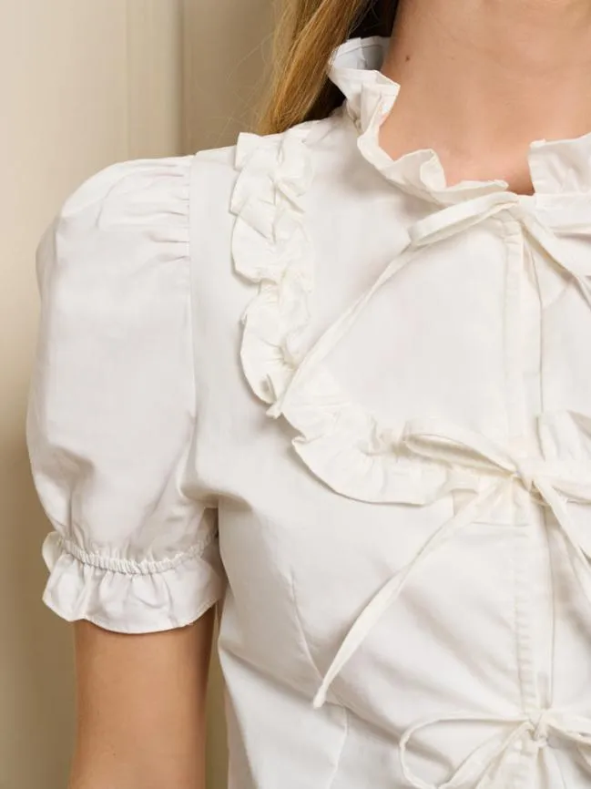Womenswear Benoite Ruffle Top Pearl White Sister Jane Womenswear Benoite Ruffle Top Pearl White Sister Jane
