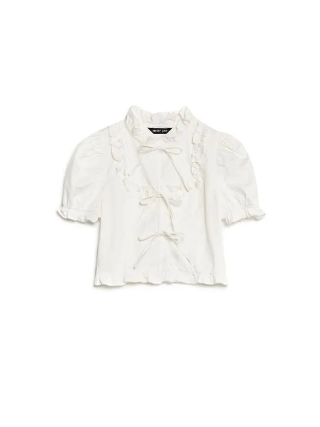 Womenswear Benoite Ruffle Top Pearl White Sister Jane Womenswear Benoite Ruffle Top Pearl White Sister Jane