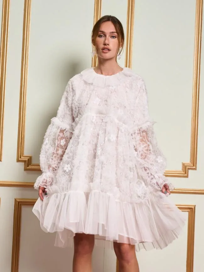Womenswear DREAM Dentelle Ruffle Tulle Dress Pearl White Sister Jane