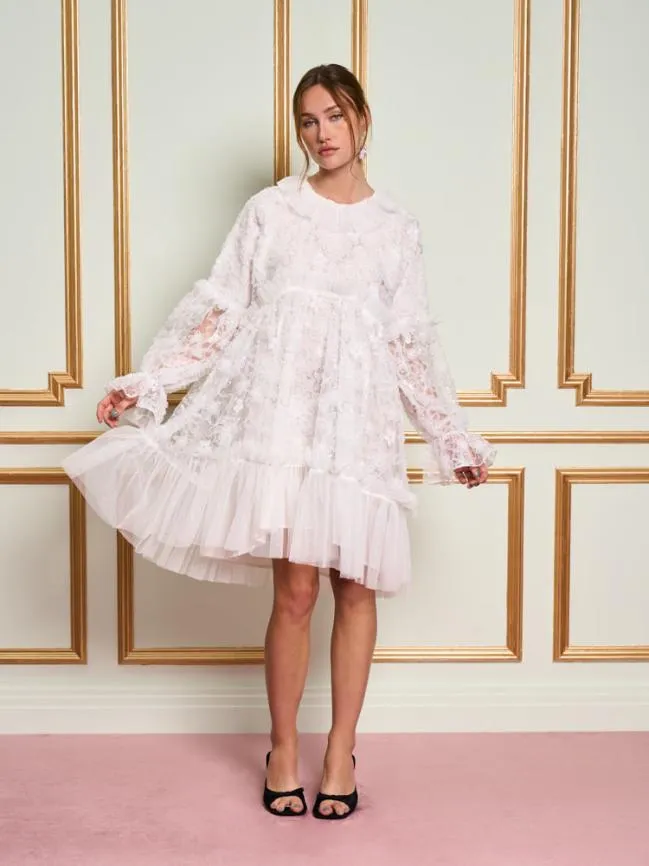 Womenswear DREAM Dentelle Ruffle Tulle Dress Pearl White Sister Jane Womenswear DREAM Dentelle Ruffle Tulle Dress Pearl White Sister Jane